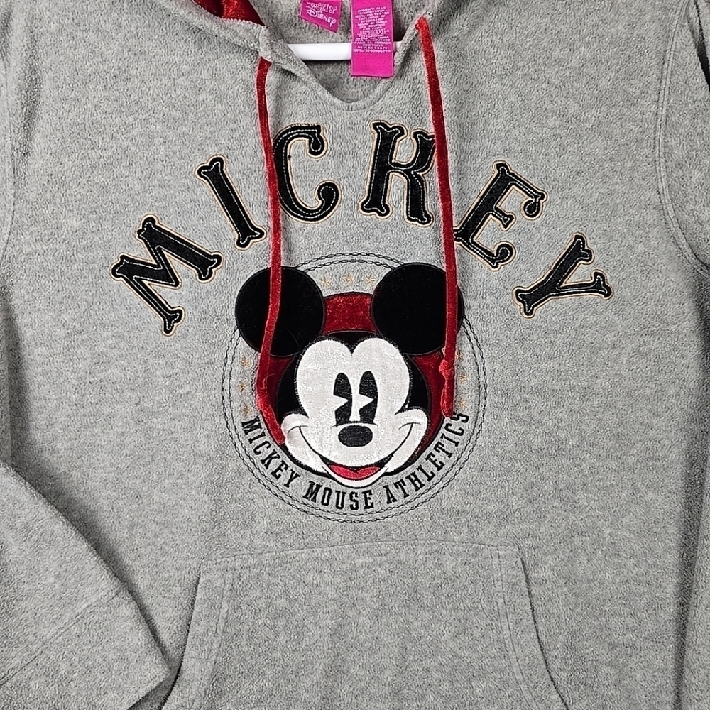 Disney Official Vintage Retro Mickey Mouse Grey Fleece Hoodie Womens 2XL - Picture 3 of 16